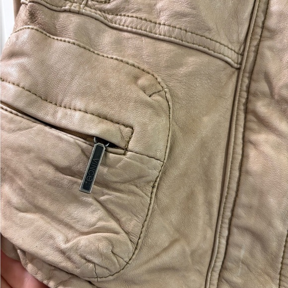 Vintage  Vince Tan Leather Jacket Utility Style - Picture 3 of 6